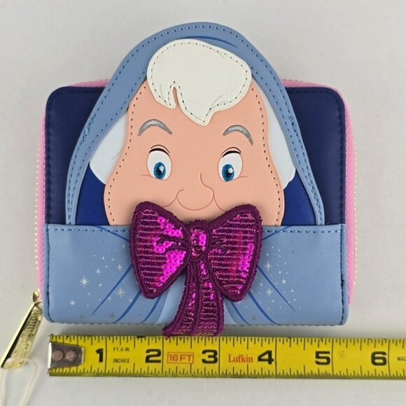 NWT Loungefly x Disney Fairy Godmother Zip Around Wallet Blue Pink Faux Leather - Picture 13 of 13